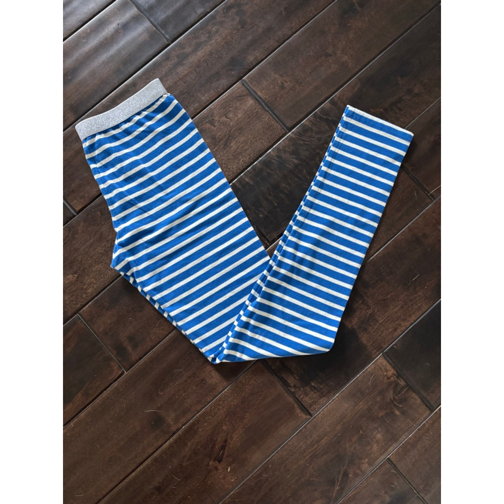 Girls Gymboree Blue White Striped Leggings XL (14)